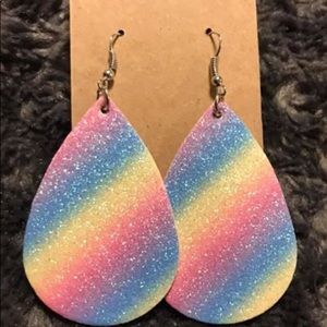 Faux leather earrings rainbow dust